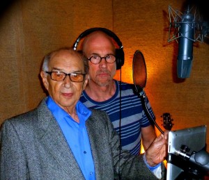 The 90-year-old Manny Steinberg and his son Gary Steinberg recording the audio of Outcry Holocaust Memoirs