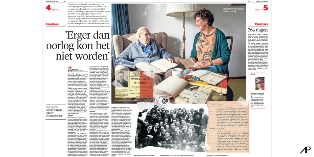 764 Dagen. Herinneringen van een dwangarbeider Margreet Lenstra in Noord-Hollands dagblad 9 oktober 2018